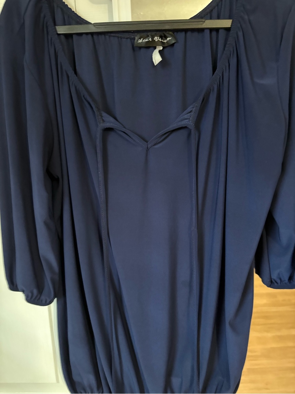 Star Vixen Navy Textured Blouse
